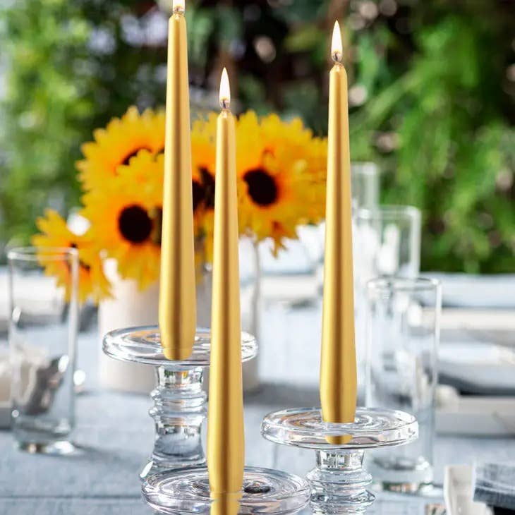 Gold Metallic Taper Candle | Gold | 10"