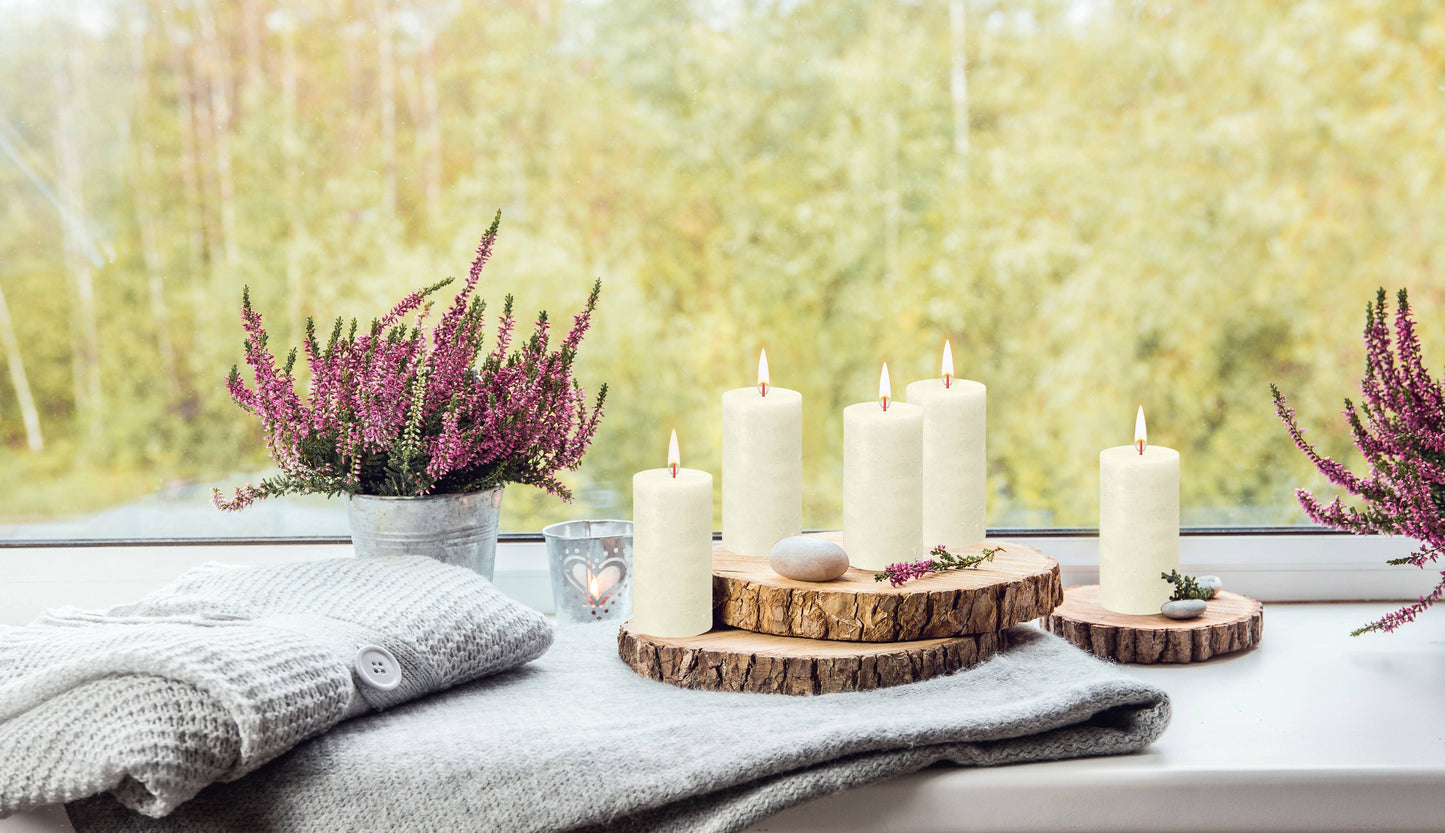 Rustic Pillar Candles | Cloudy White | 2.75 X 5"