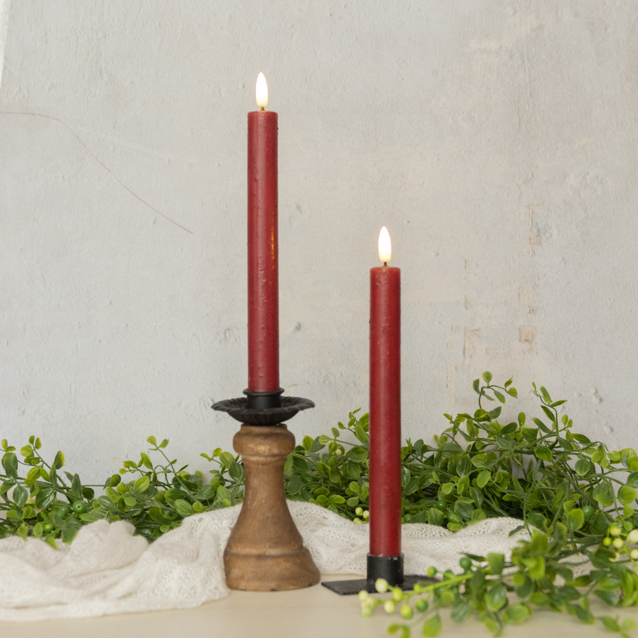 3D Flame Red Taper Candle | 9.5"