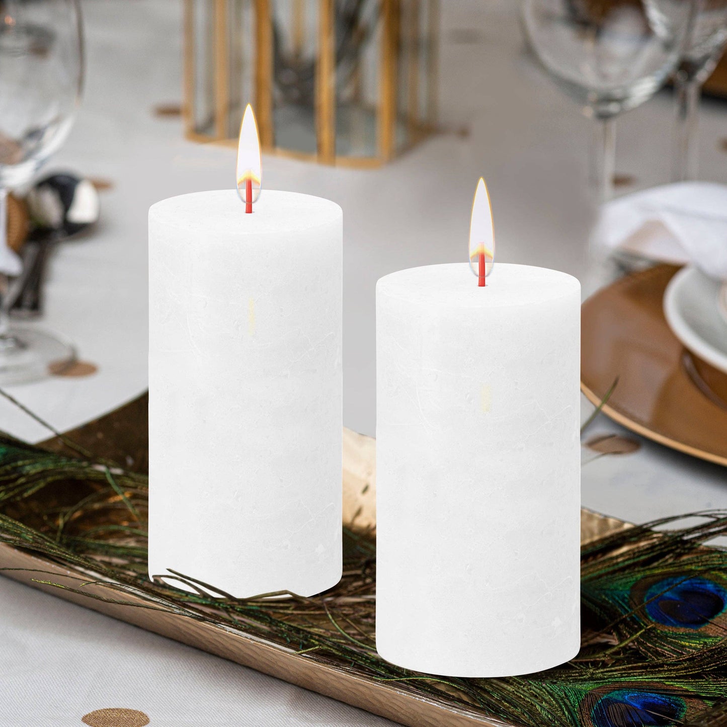 Rustic Pillar Candles | Cloudy White | 2.75 X 5"