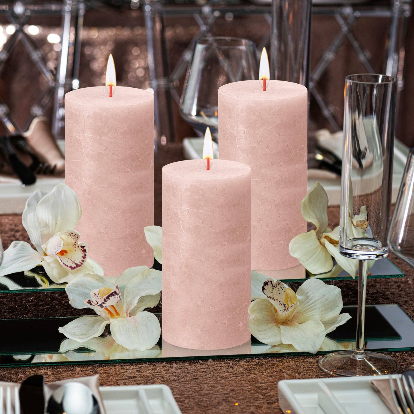 Rustic Pillar Candles | Cloudy White | 2.75 X 5"