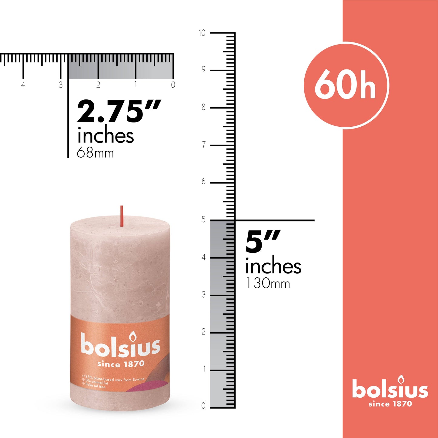Rustic Pillar Candles | Cloudy White | 2.75 X 5"