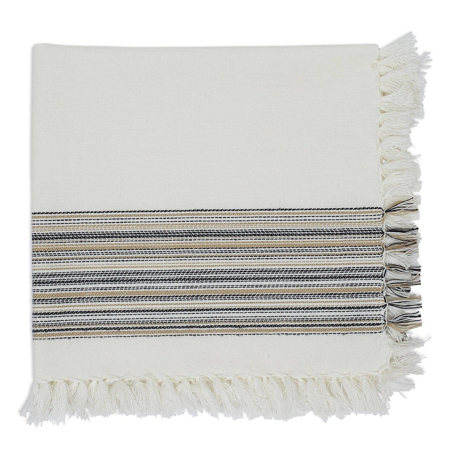 Black Stripe Fringe Napkin