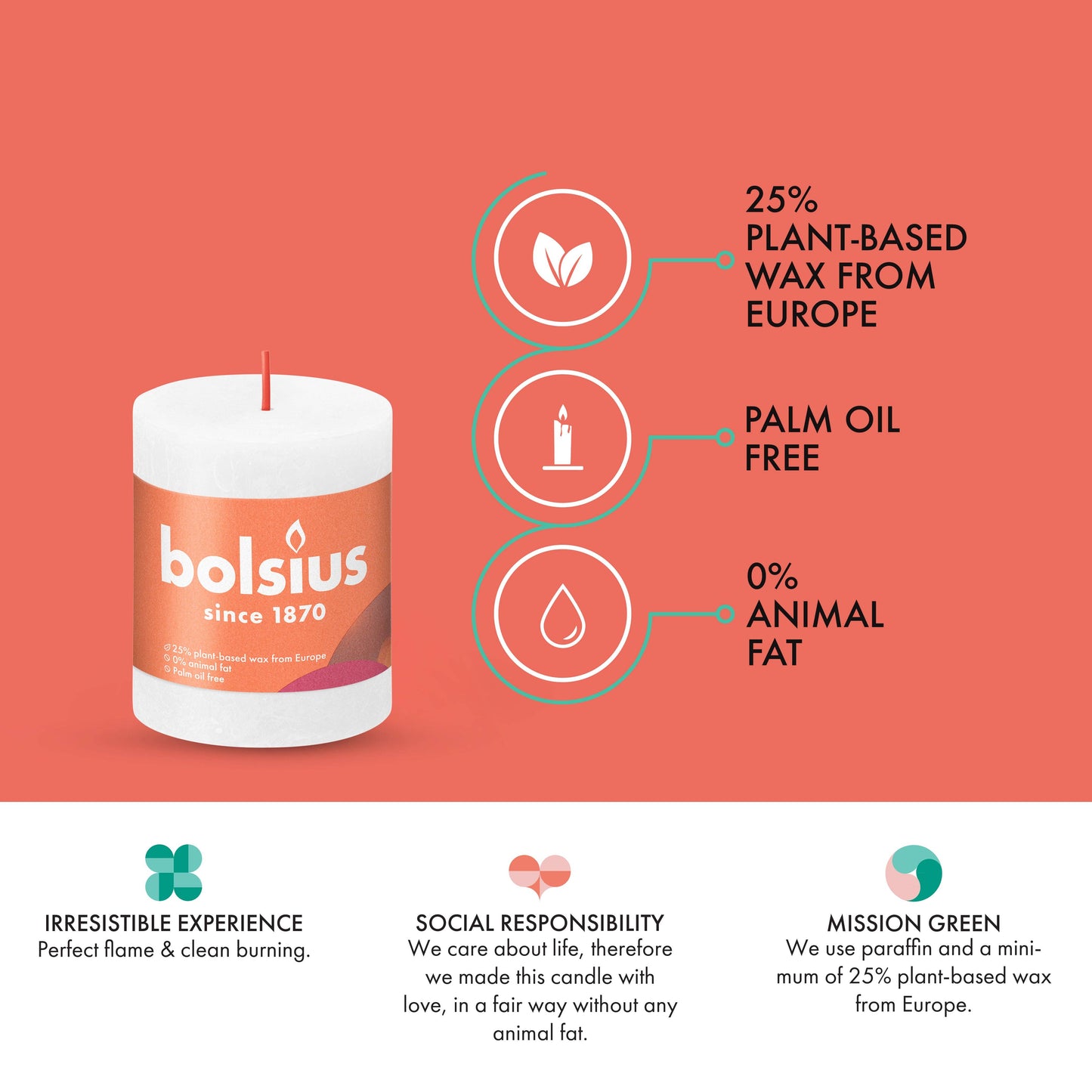 Rustic Pillar Candles | Fresh Olive | 2.75 X 3.25"