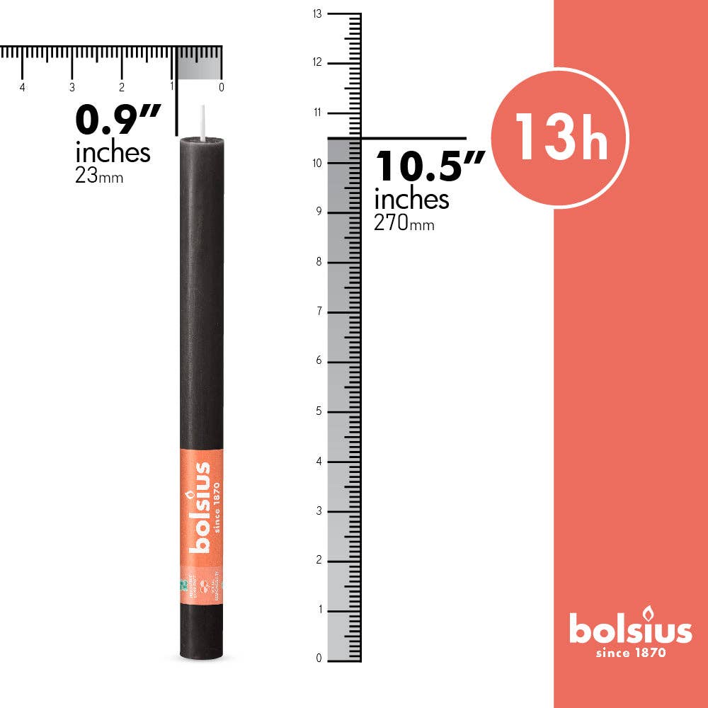 Rustic Taper Candle | Black | 10.5"