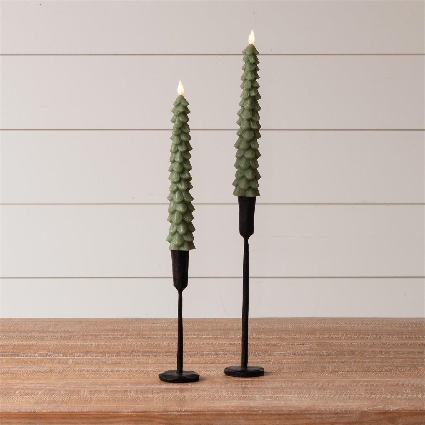 LED Taper Candle - Green Christmas Tree Taper