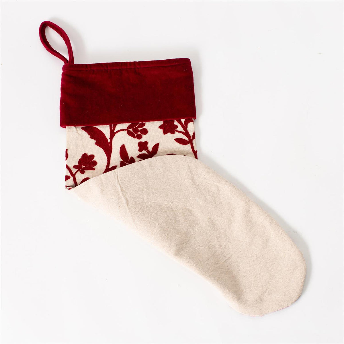 Crewelwork Red Floral Stocking