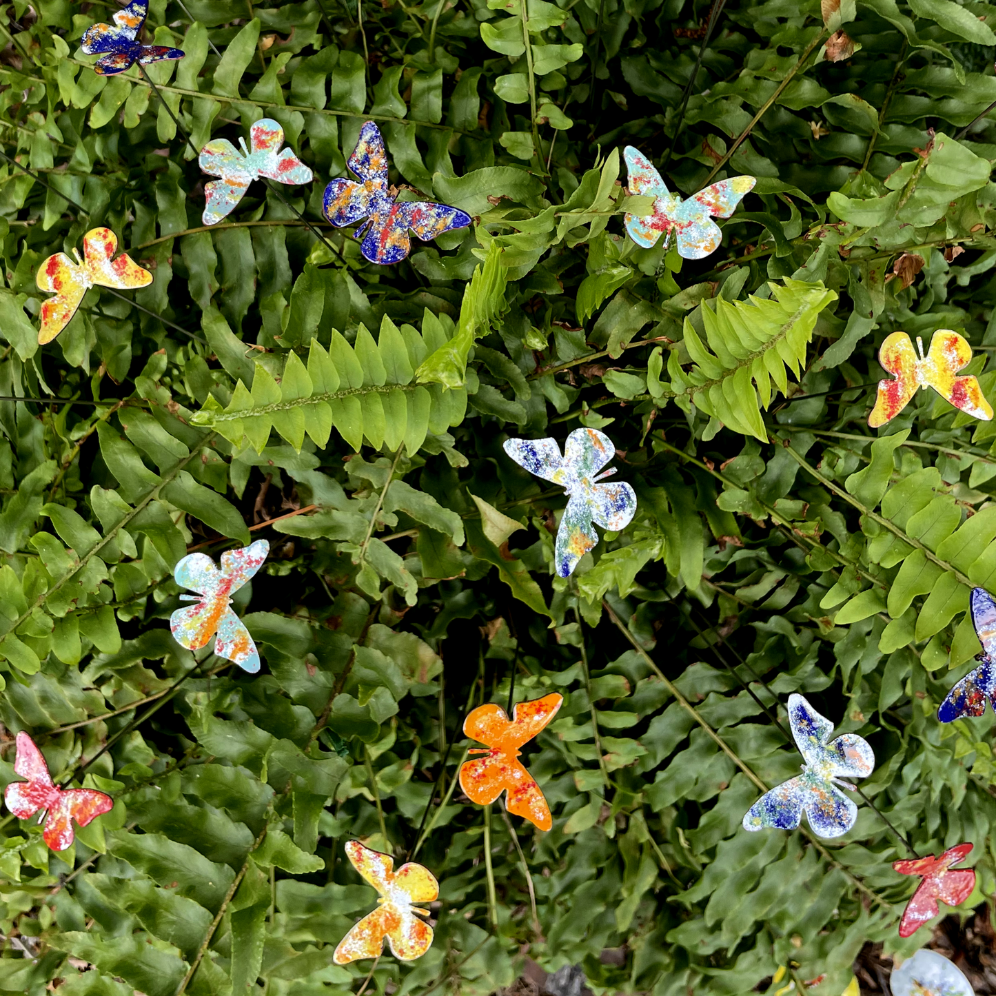 Small Copper Enamel Butterfly Stakes