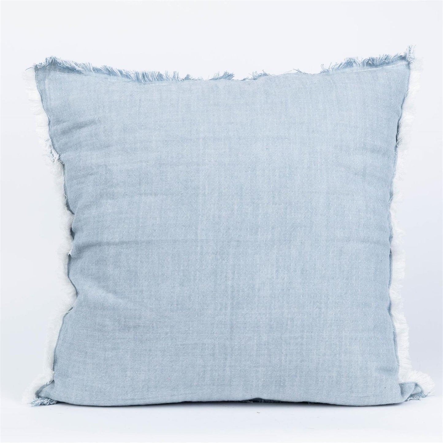 Soft Blue Chambray Fringe Edge Pillow
