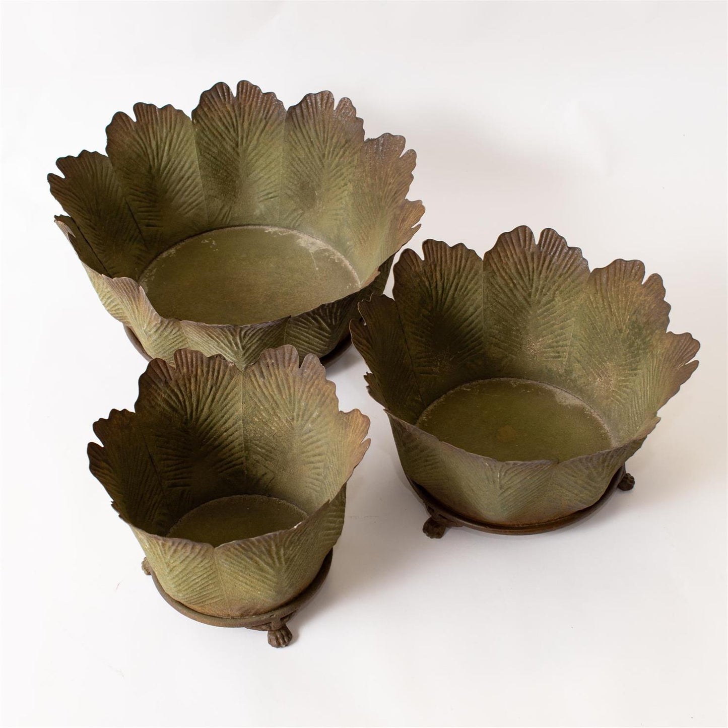 Distressed Dark Green Leaves Planter