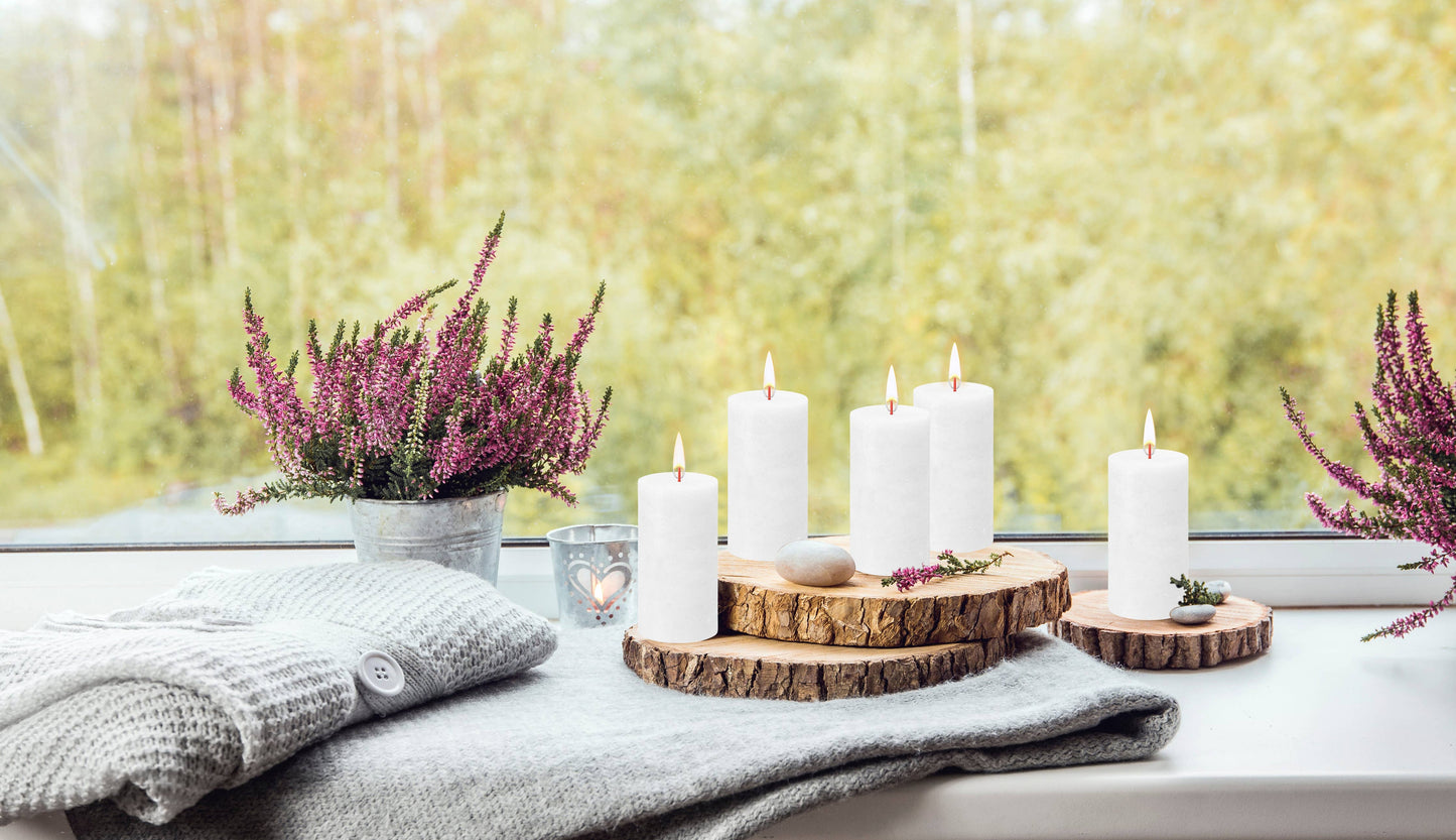 Rustic Pillar Candles | Cloudy White | 2.75 X 5"
