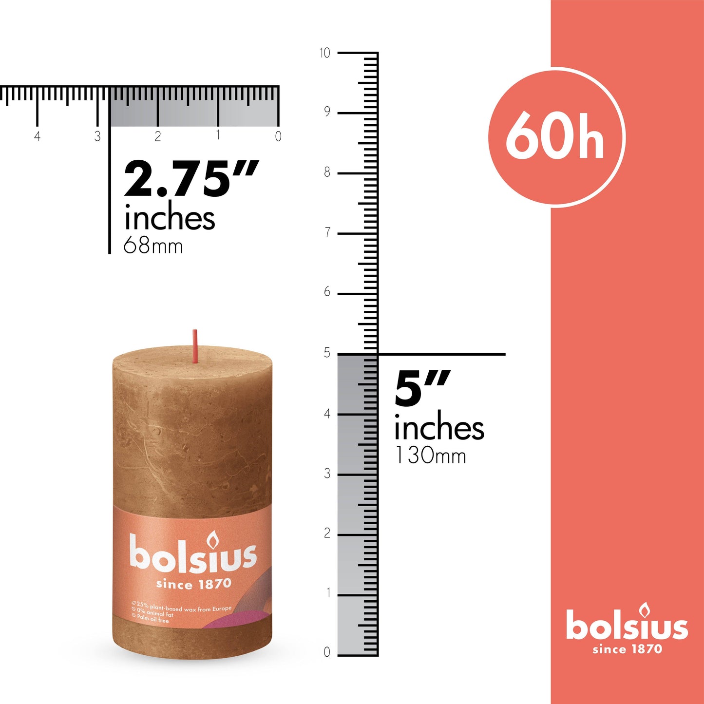 Rustic Pillar Candle | Spice Brown | 2.75 X 5"