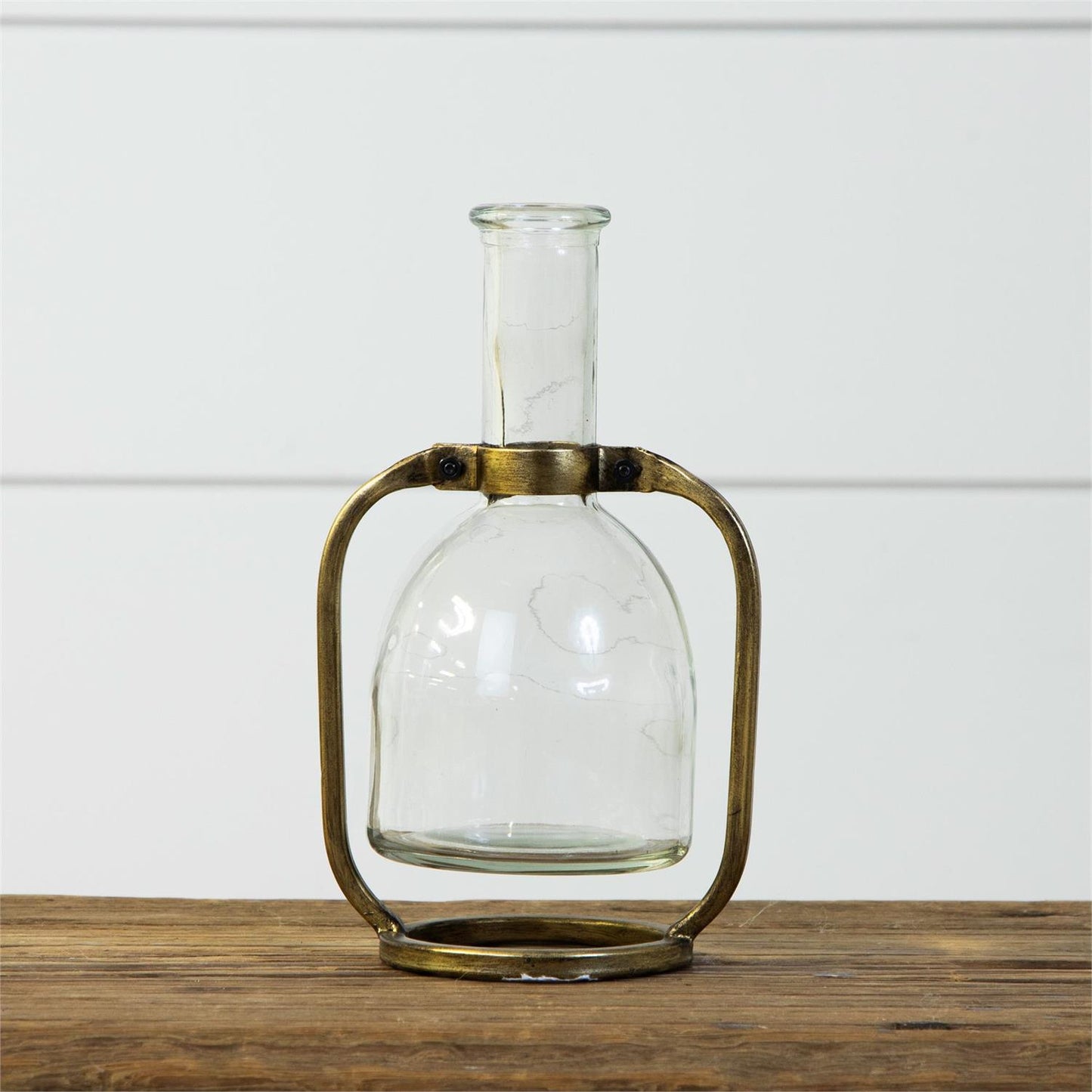 Brass Glass Bud Vase | Long Neck