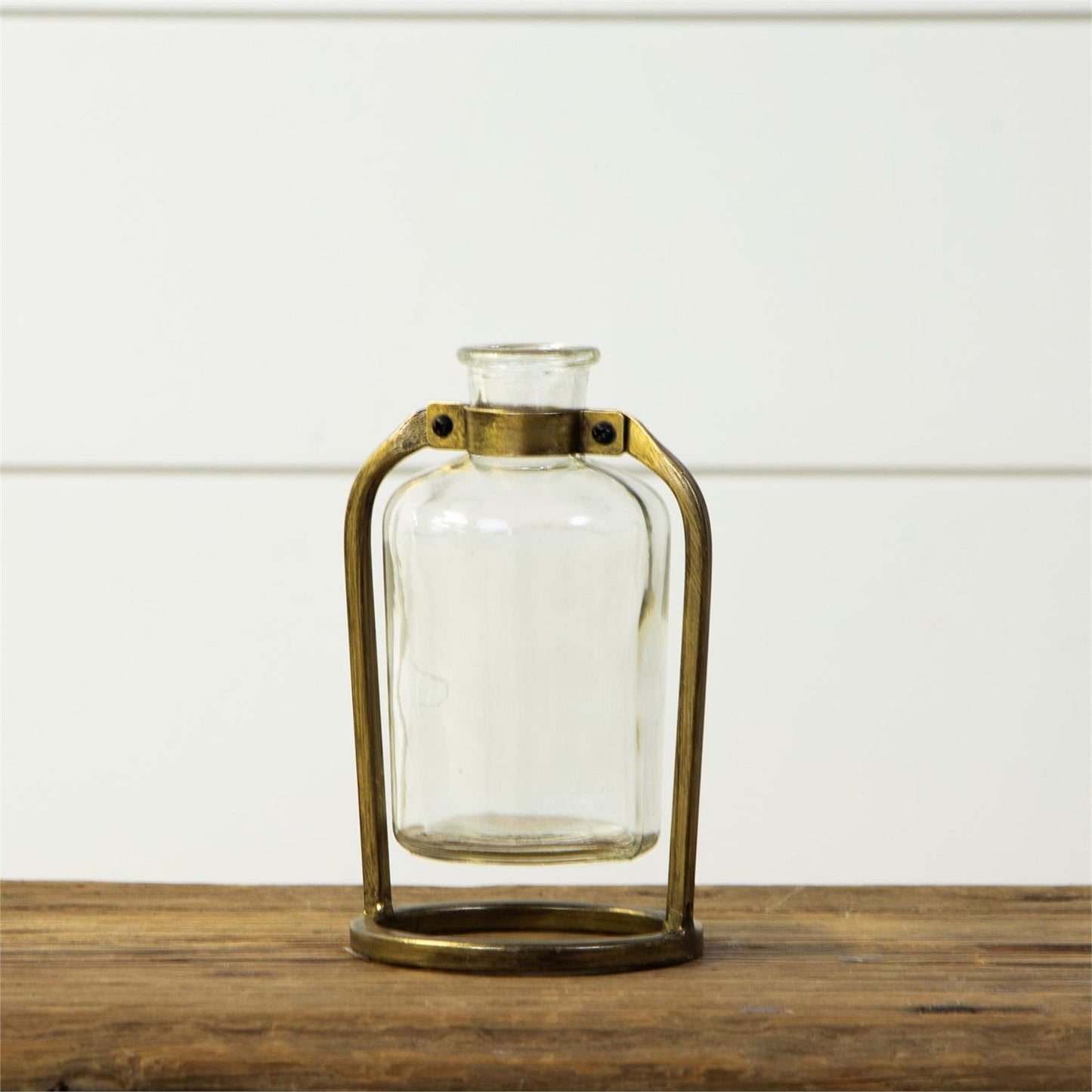 Brass Glass Bud Vase | Short Neck