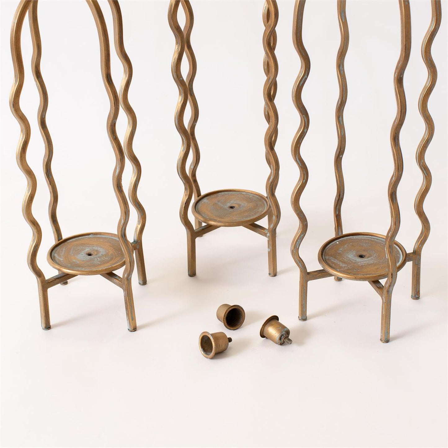 Wavy Cage Gold Candle Holder