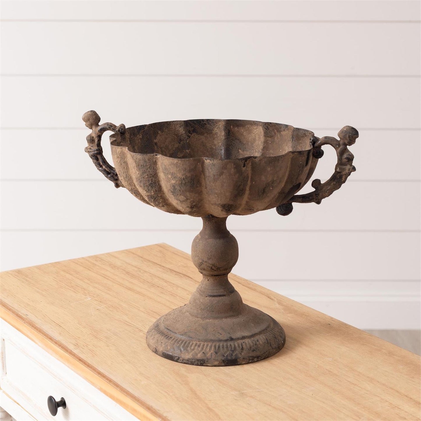 Distressed Urn on Stand