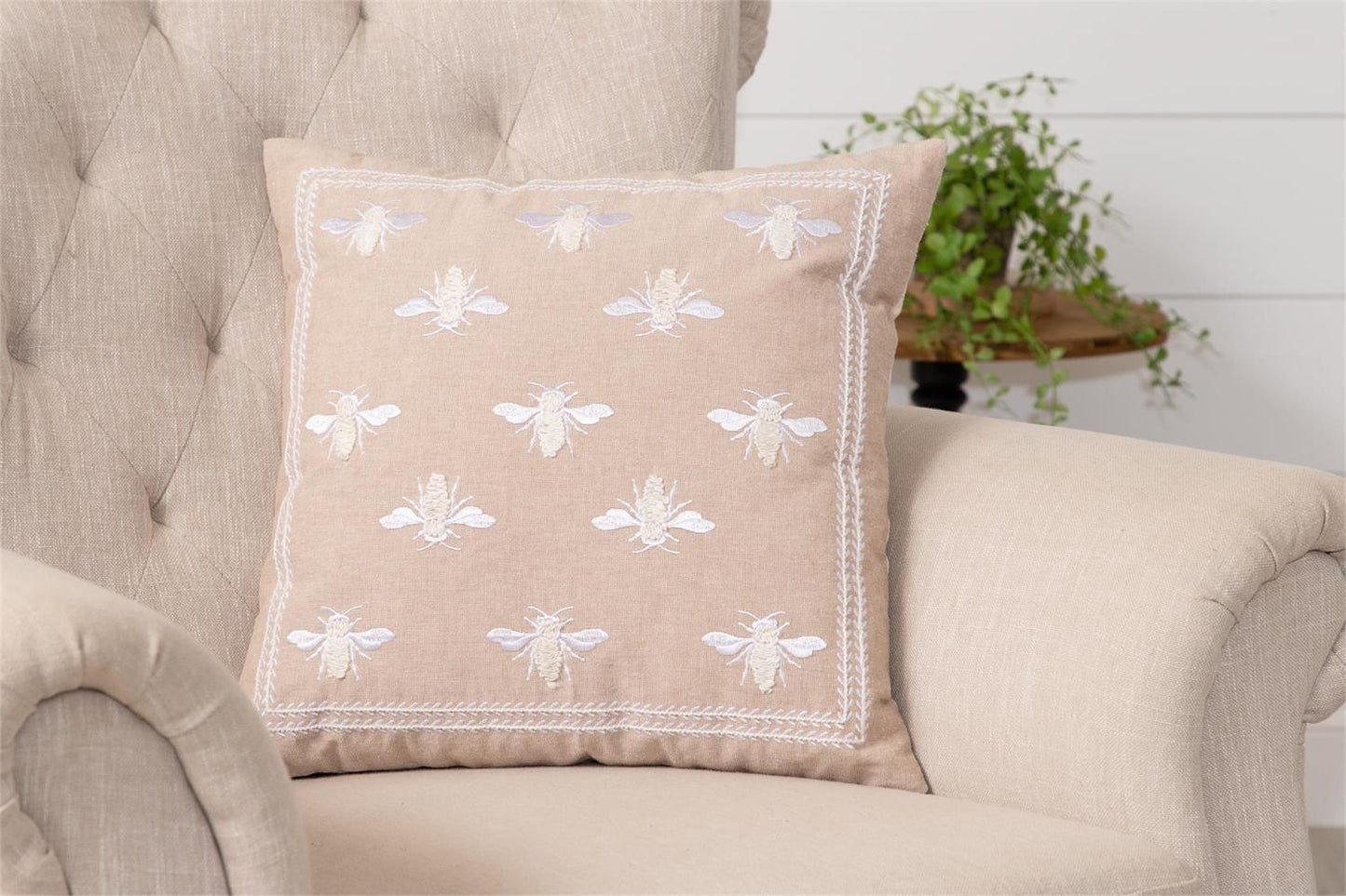Embroidered Bees Pillow
