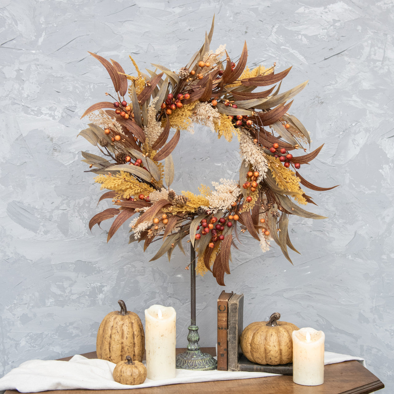 Mixed Berry Wheat Wreath | 24"