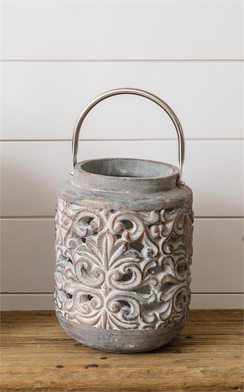 Gray And Copper Distressed Lantern