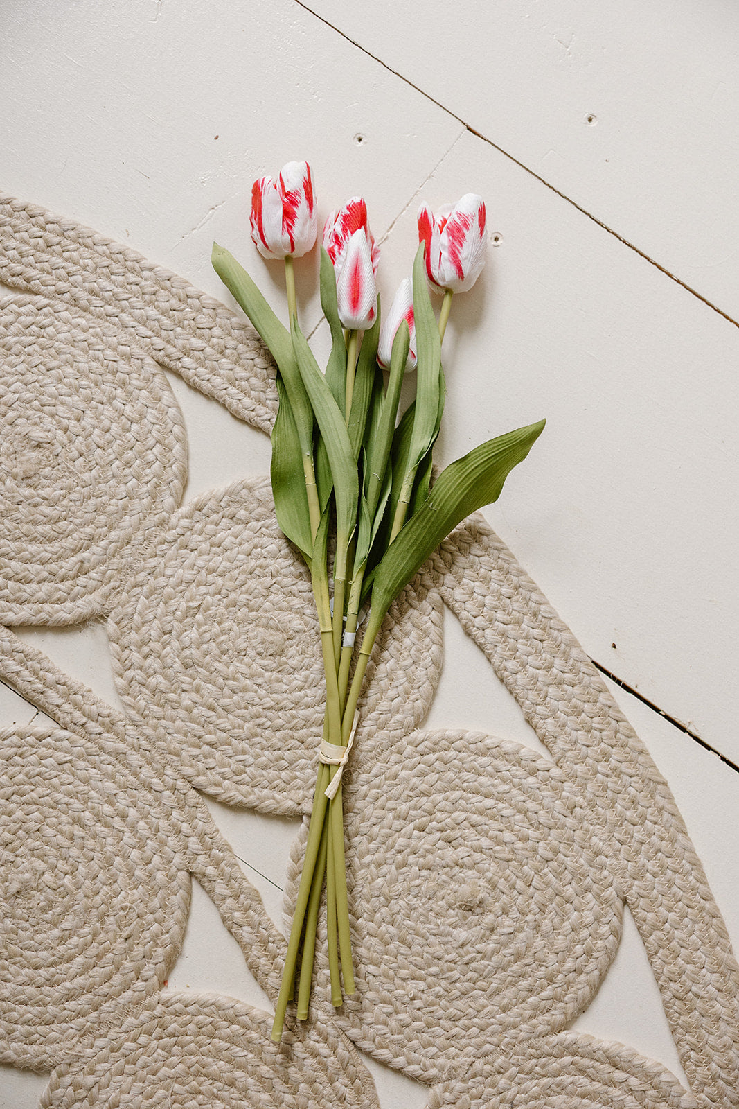 Real Touch Tulip | Red + White | 22.8"