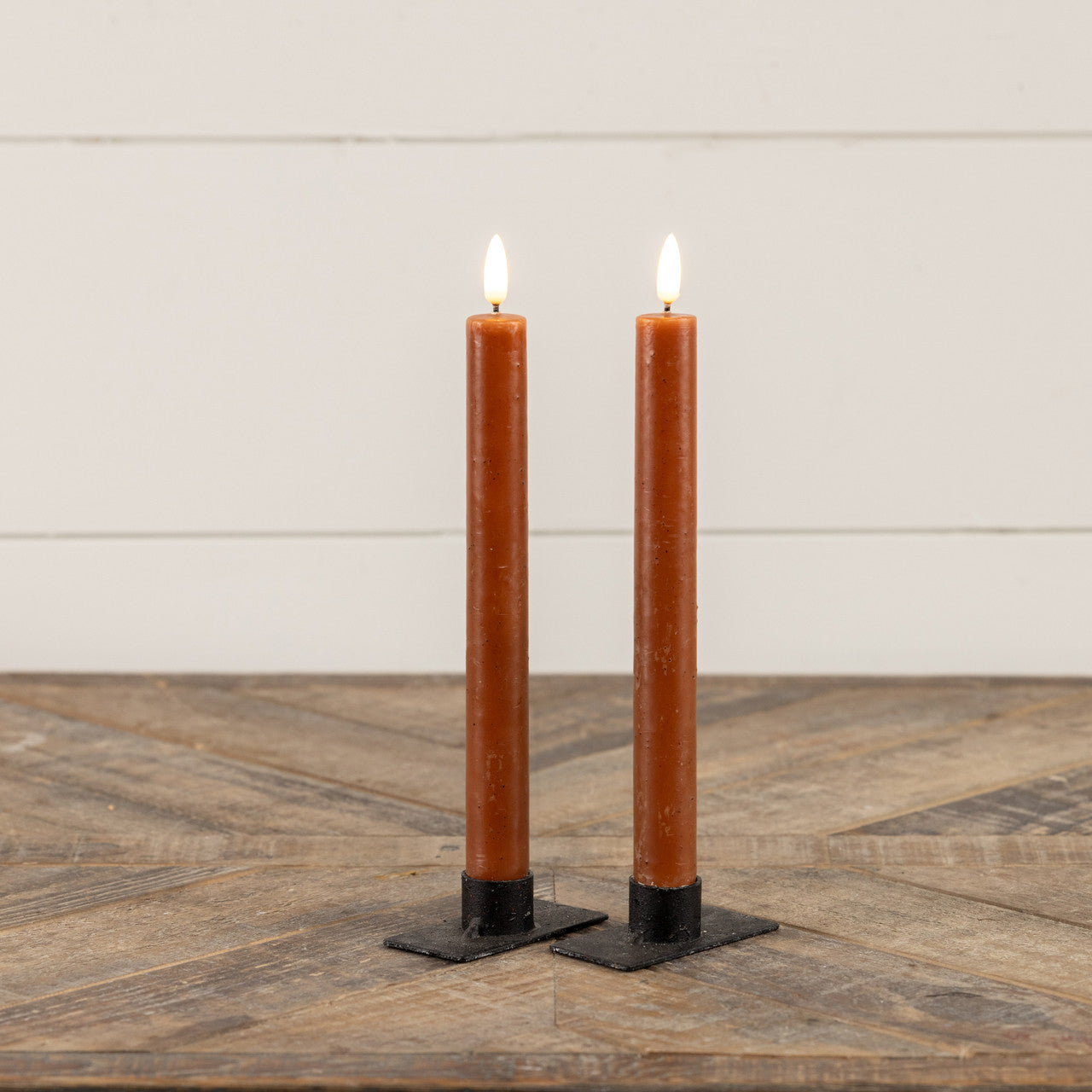 3D Flame Bronze Taper Candle (Set) | 9.5"