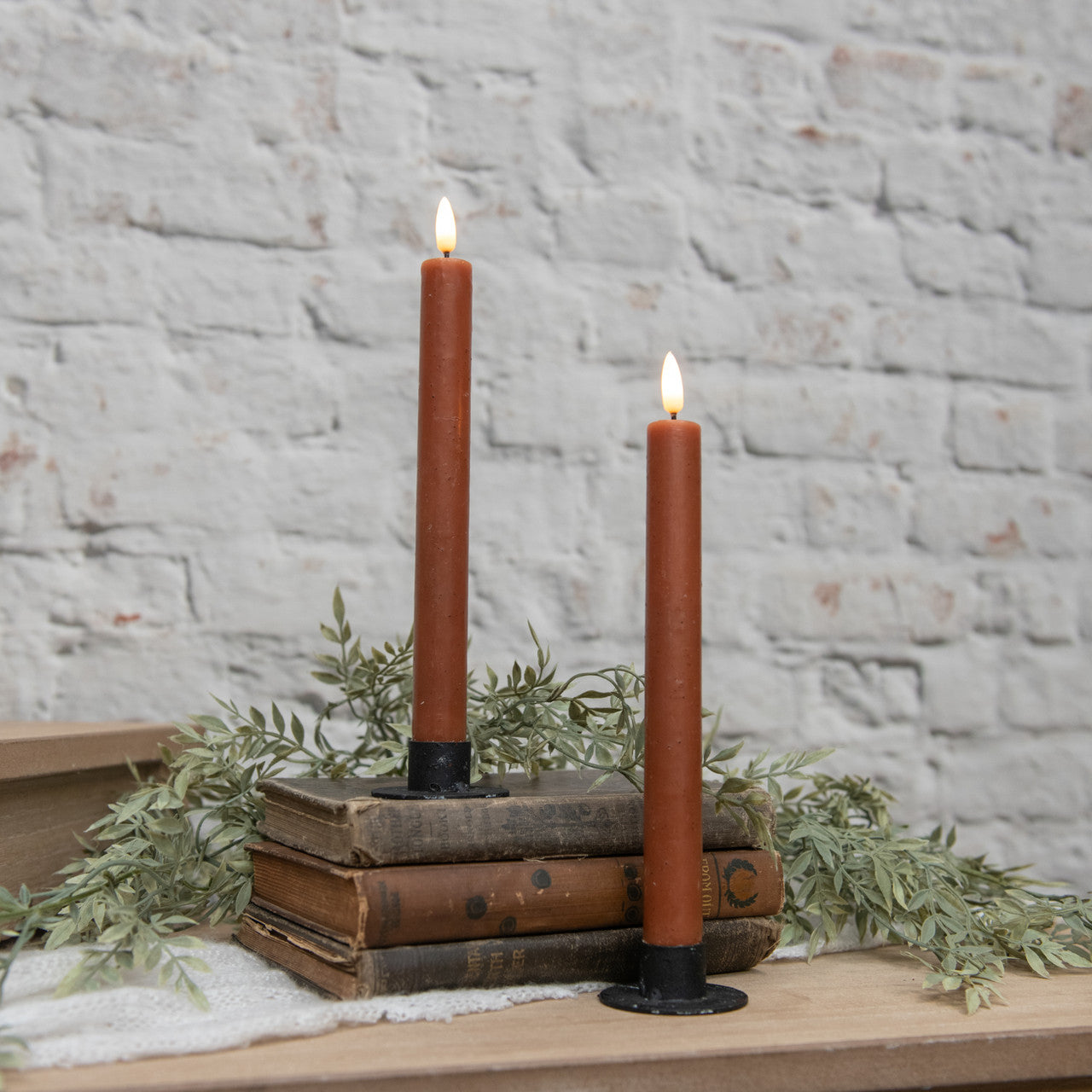 3D Flame Bronze Taper Candle (Set) | 9.5"
