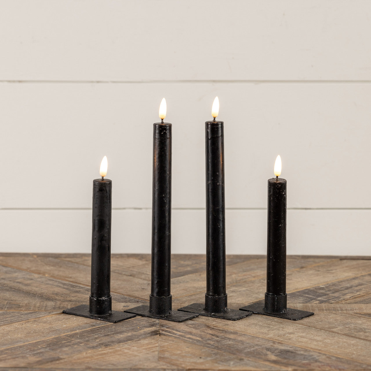 3D Flame Black Taper Candle (Set)