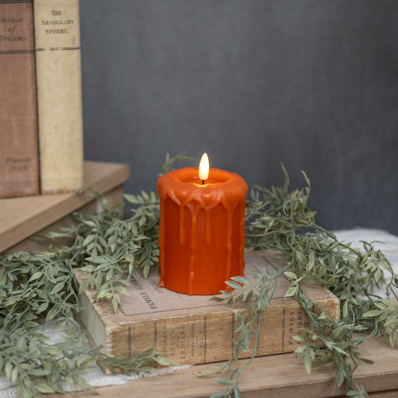 Orange 3D Flame Pillar Candle