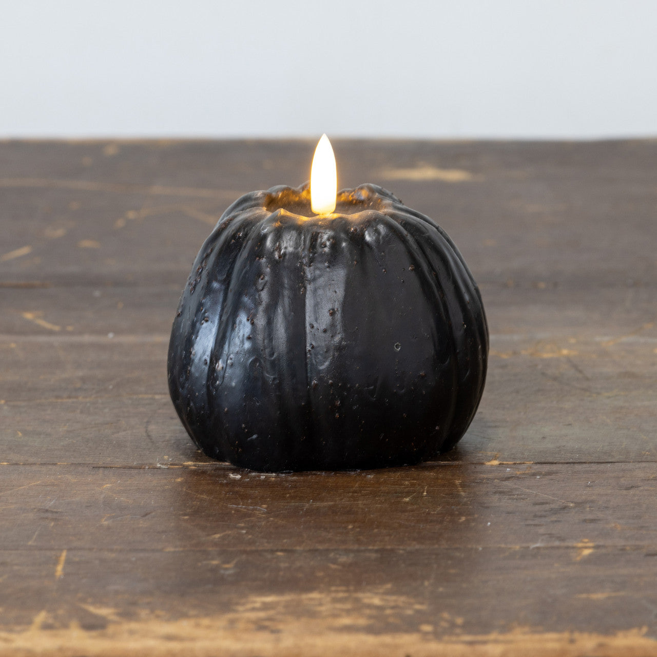 Black 3D Flame Tall Pumpkin Candle | 4"