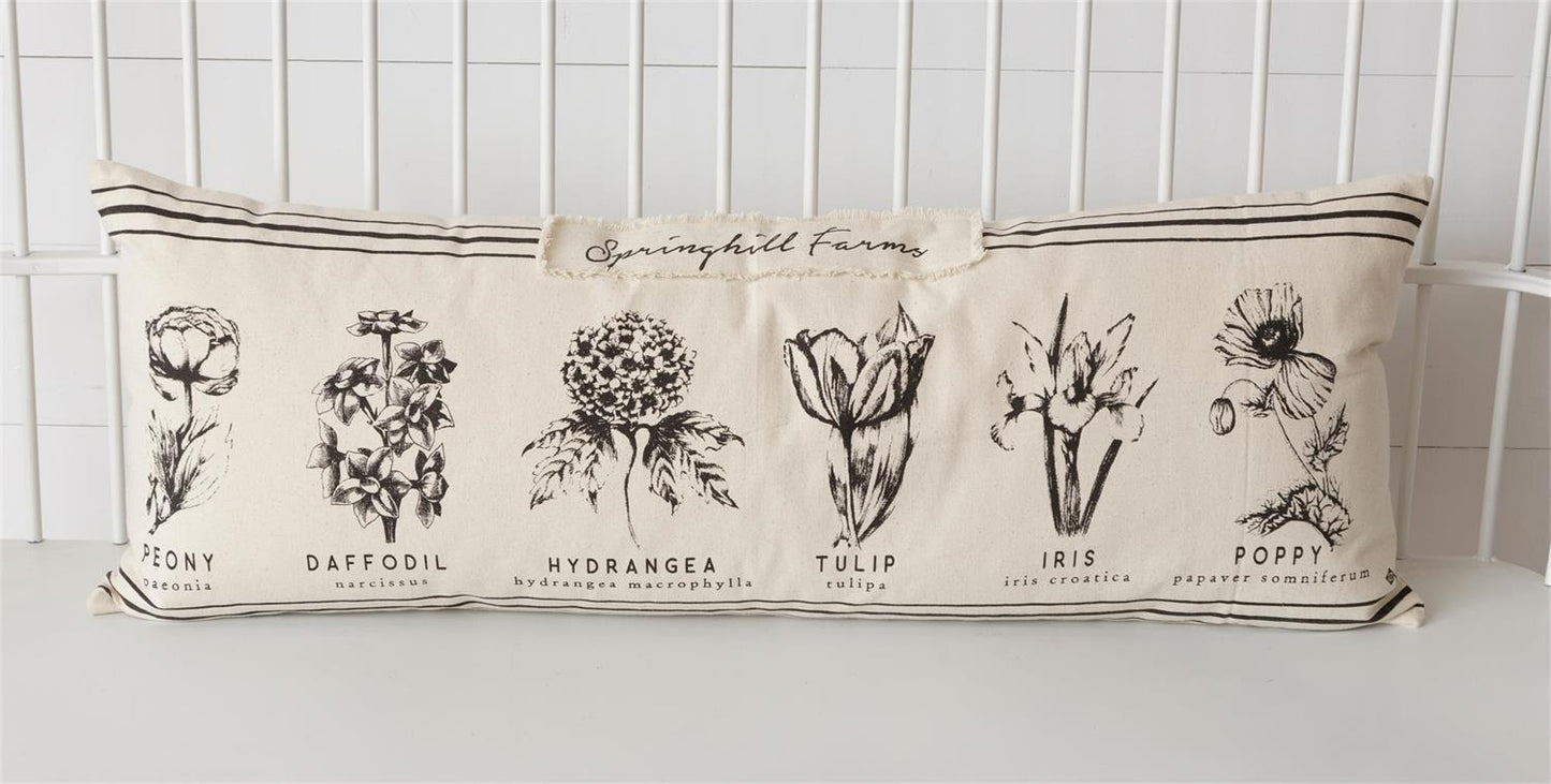 Black and White Botanical Pillow