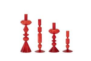 Handcrafted Red Glass Modern Taper Candleholder