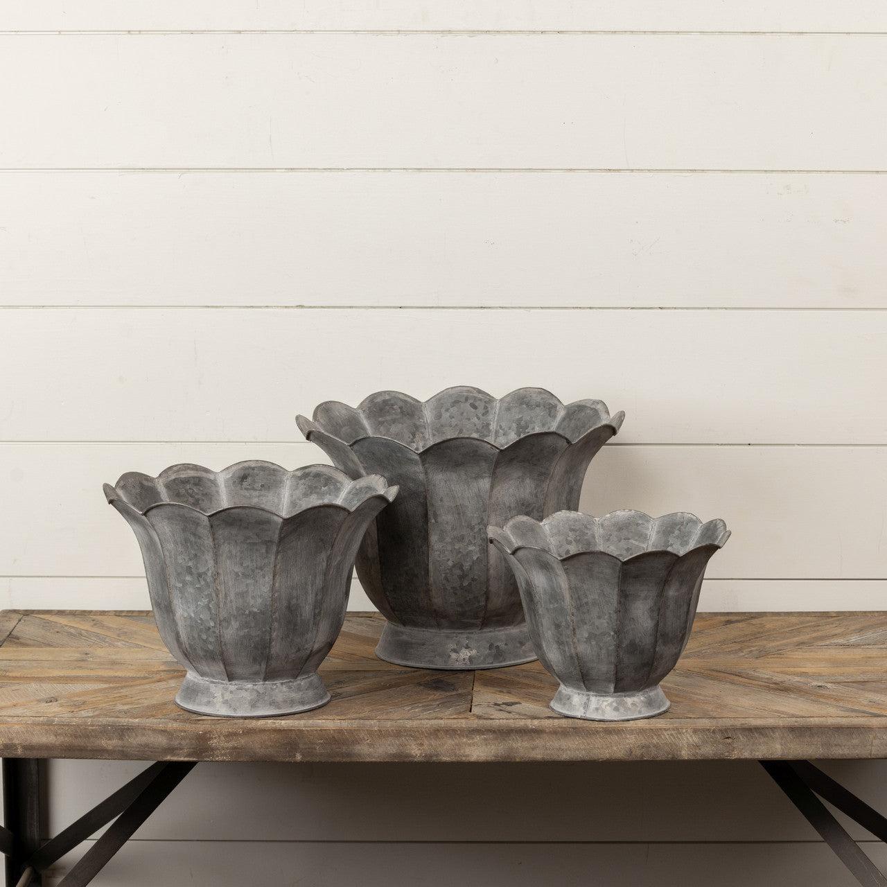 Scalloped Metal Planter