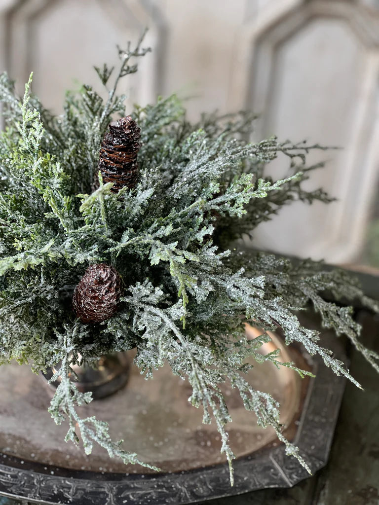 Silver Threaded Cedar Half Sphere | 10"