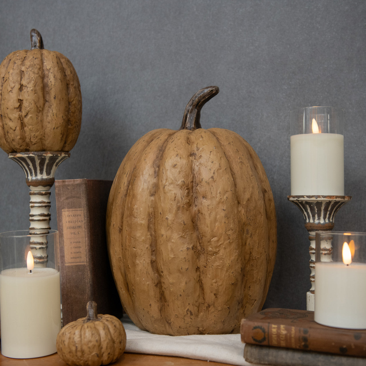 Beige Tall Pumpkin 14"