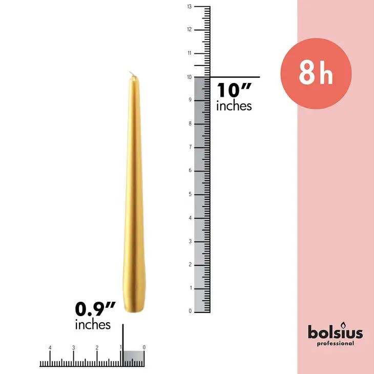 Gold Metallic Taper Candle | Gold | 10"