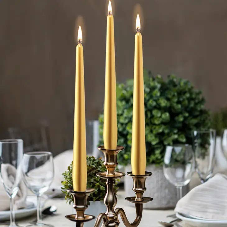 Gold Metallic Taper Candle | Gold | 10"
