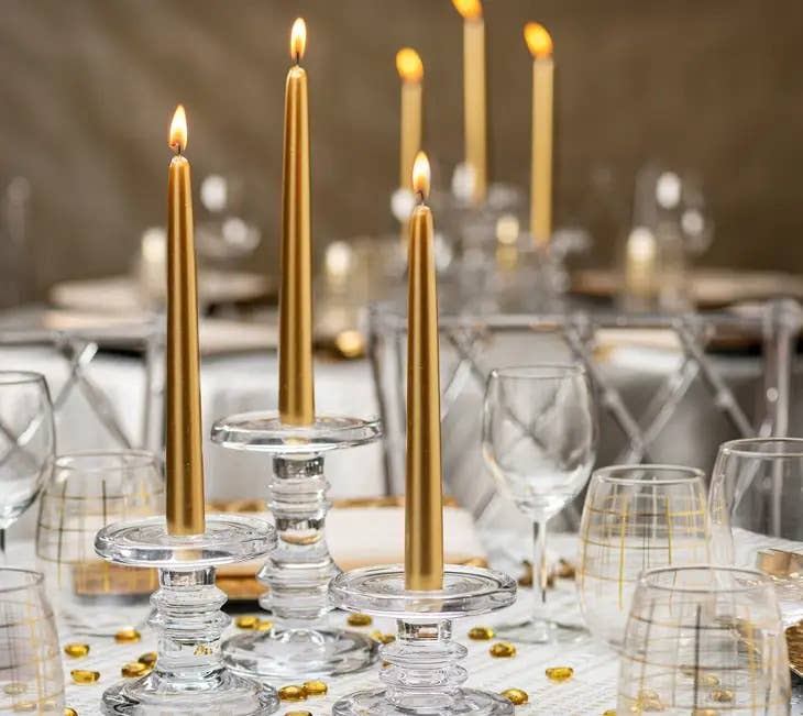 Gold Metallic Taper Candle | Gold | 10"
