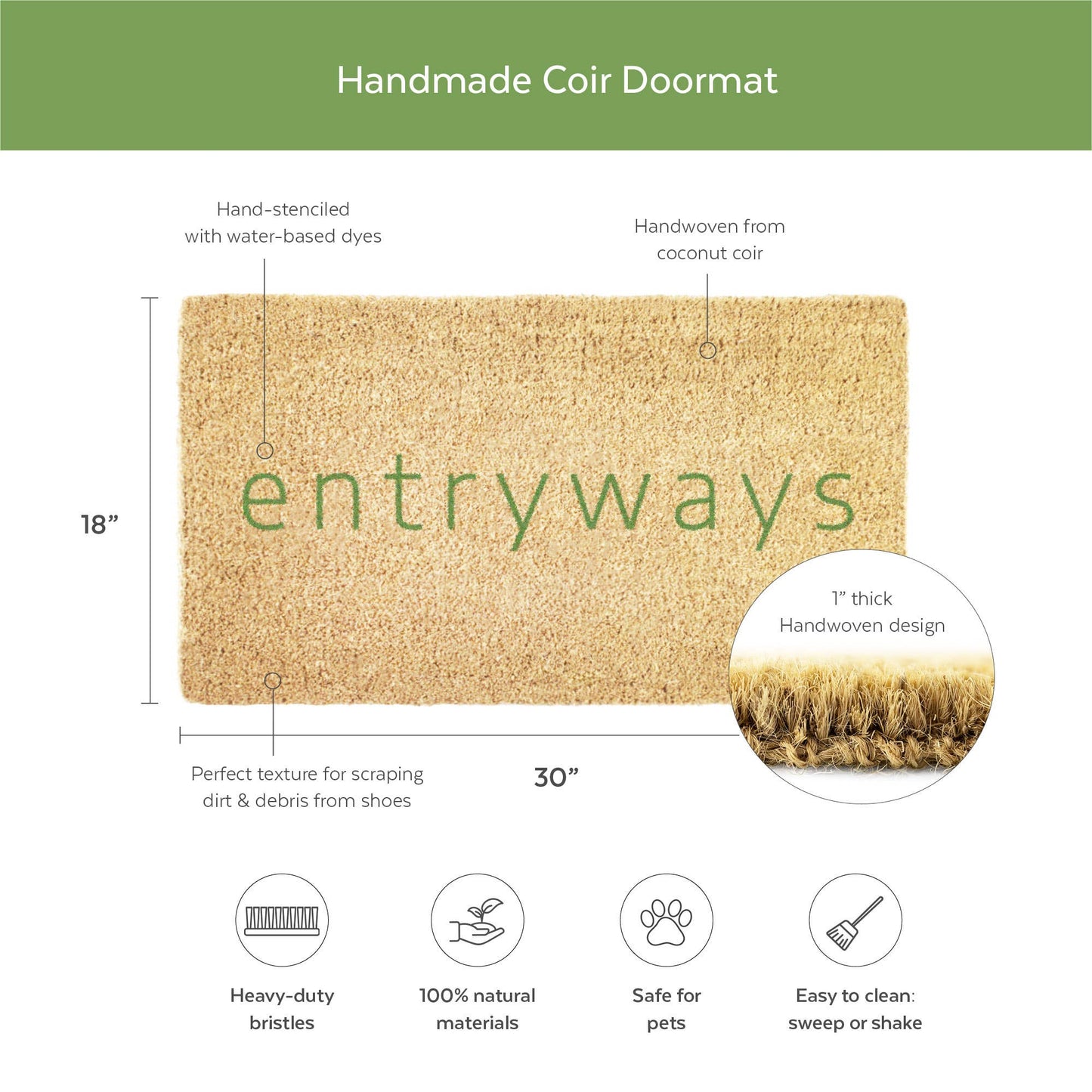 Roosters Handwoven Coconut Fiber Doormat