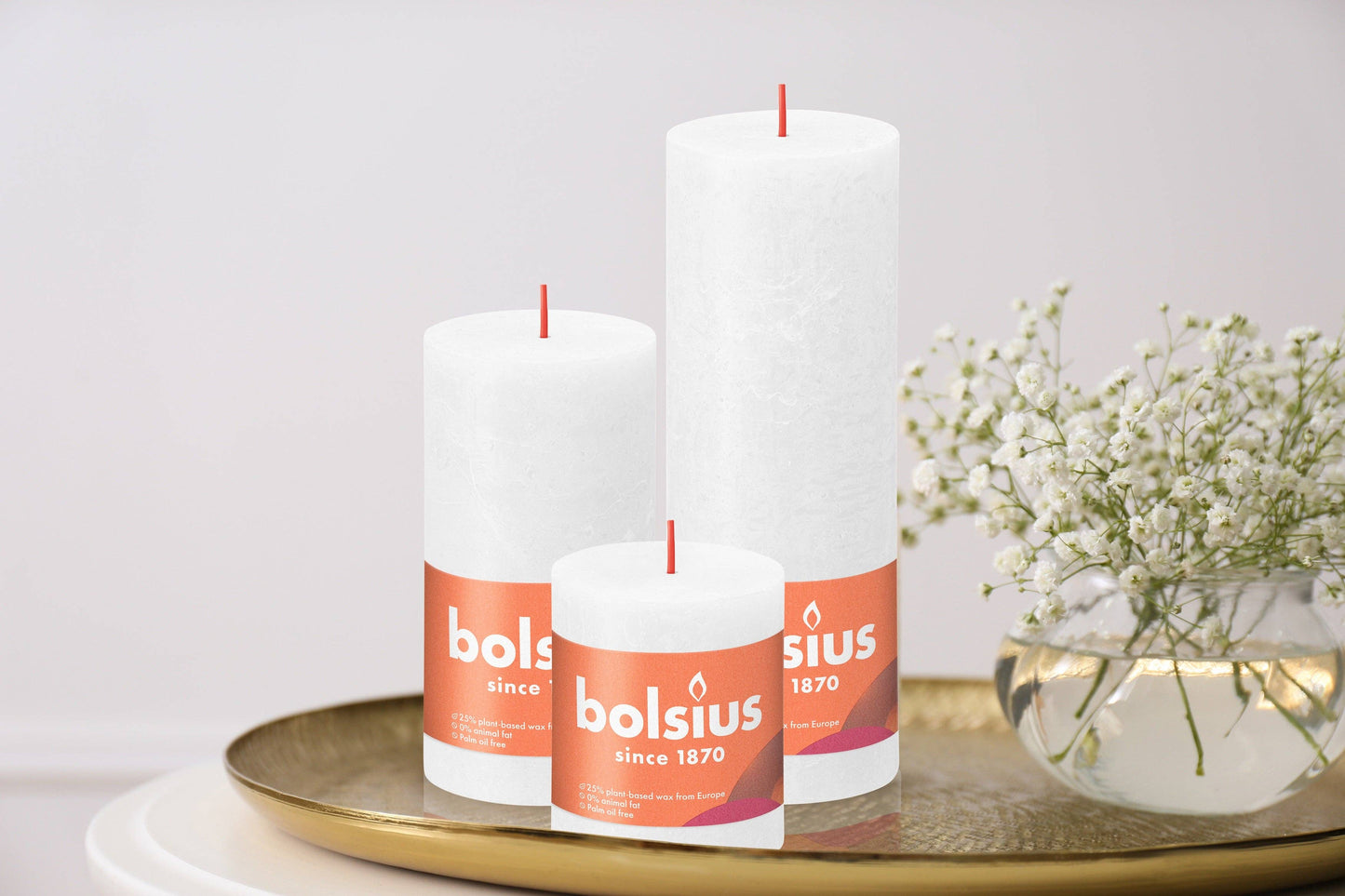 Rustic Pillar Candles | Cloudy White | 2.75 X 5"