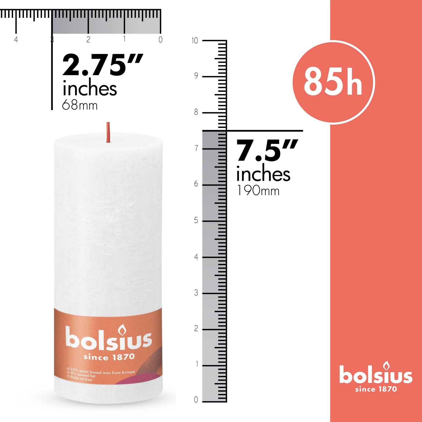 Rustic Pillar Candle | Spice Brown | 2.75 X 7.5"