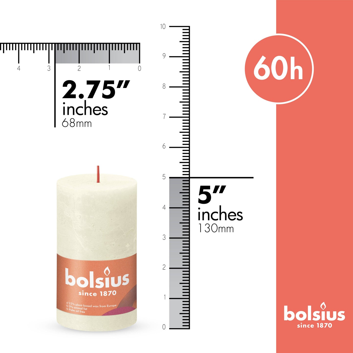 Rustic Pillar Candles | Cloudy White | 2.75 X 5"