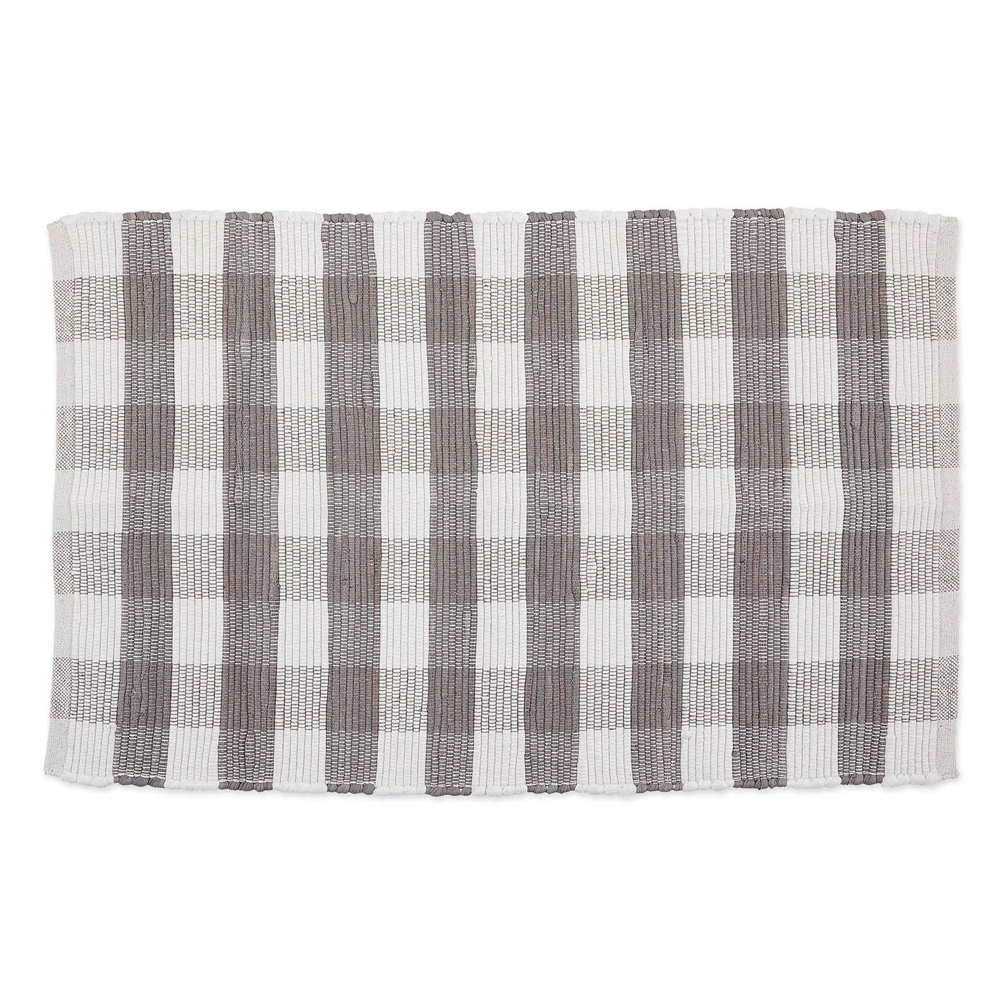 Gray/White Buffalo Check Chindi Rug
