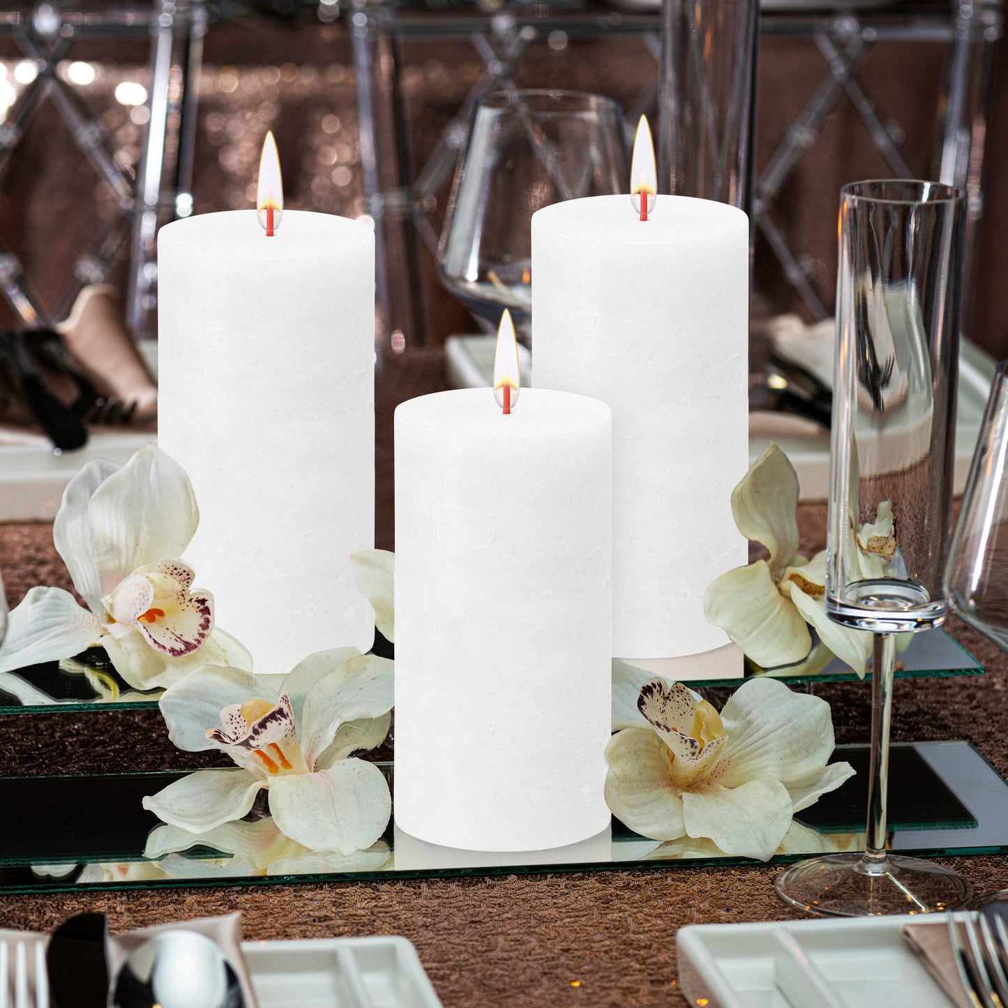 Rustic Pillar Candles | Cloudy White | 2.75 X 5"
