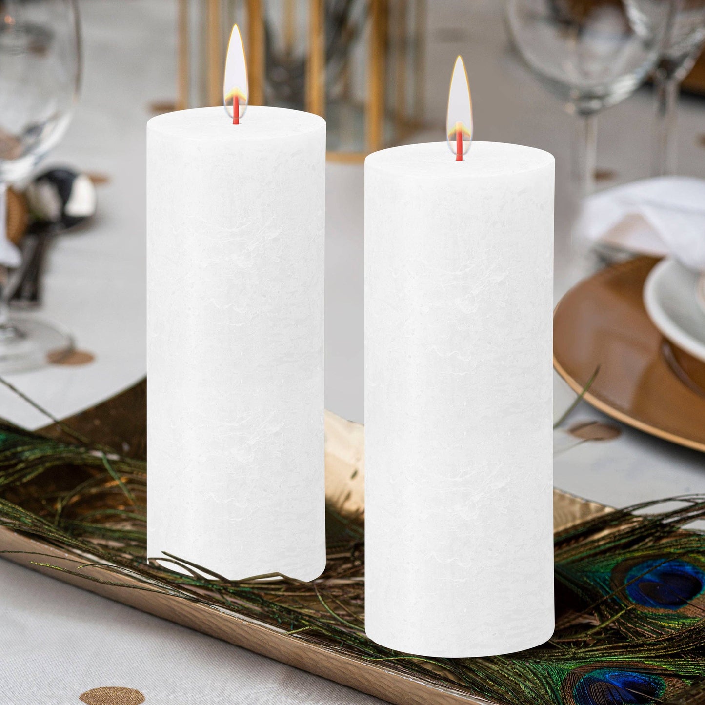Rustic Pillar Candles | Cloudy White | 2.75 X 7.5"