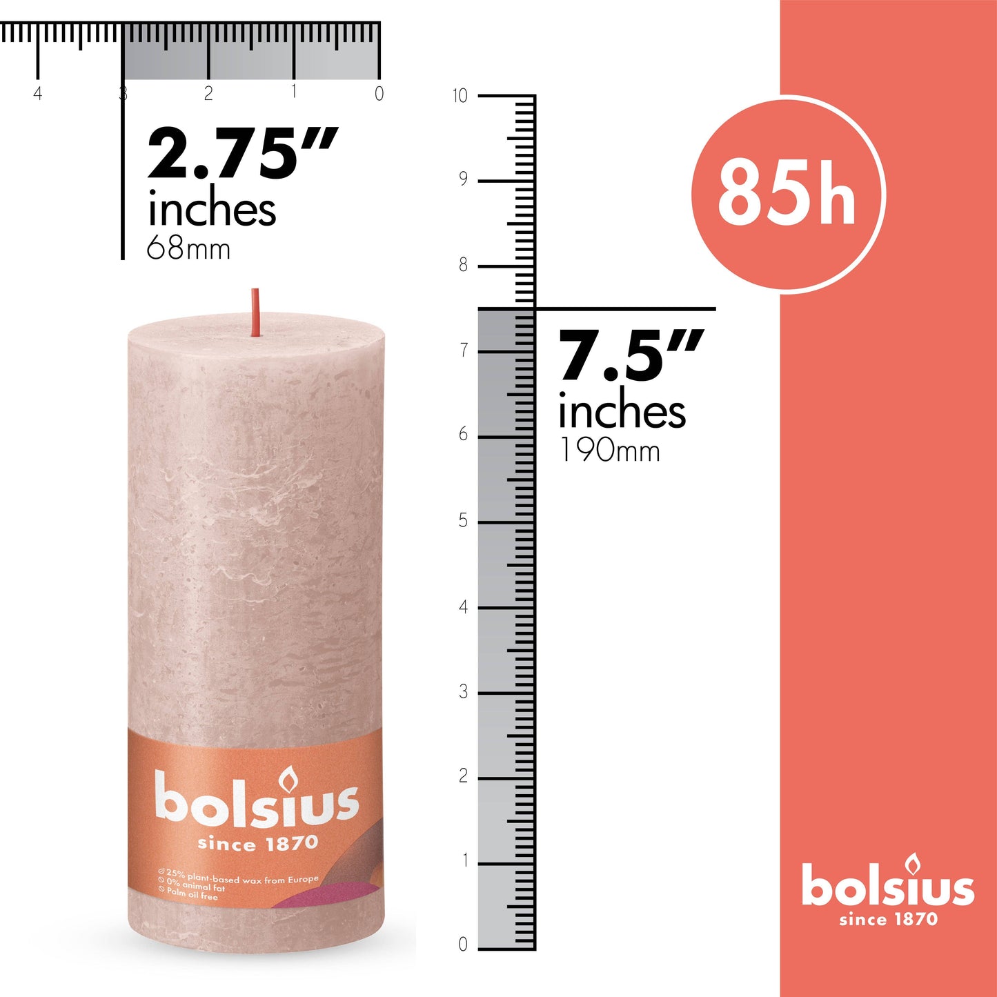 Rustic Pillar Candle | Creamy Caramel | 2.75 X 7.5"