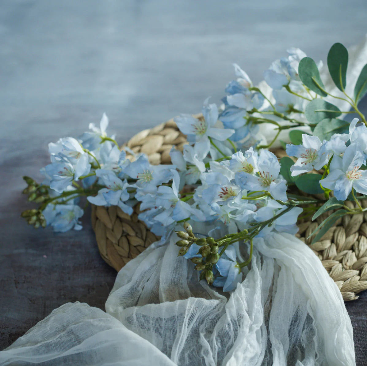 Light Blue Blossom Spray | 34"