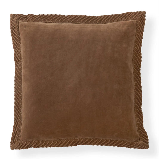 Velvet Brown Pillow w/Tucked Flange Edge