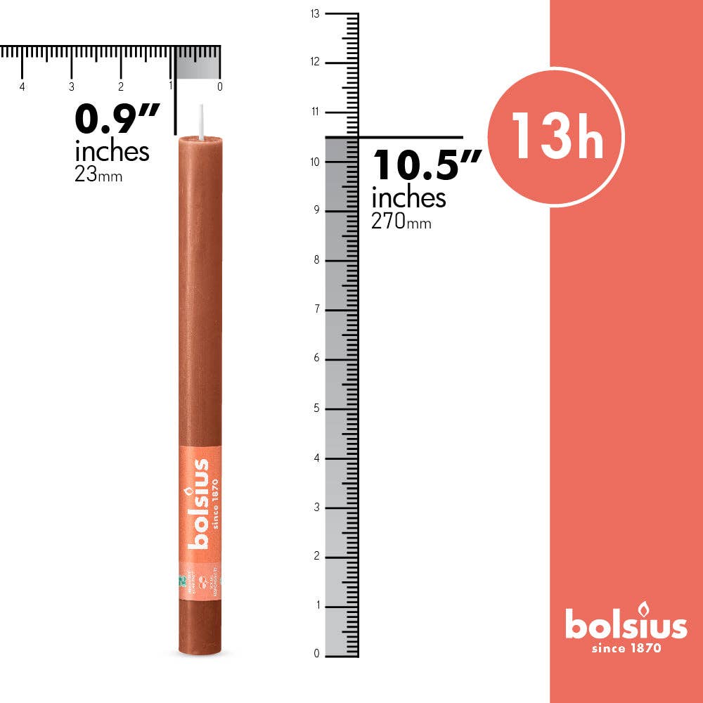 Rustic Taper Candle | Spice Brown | 10.5"