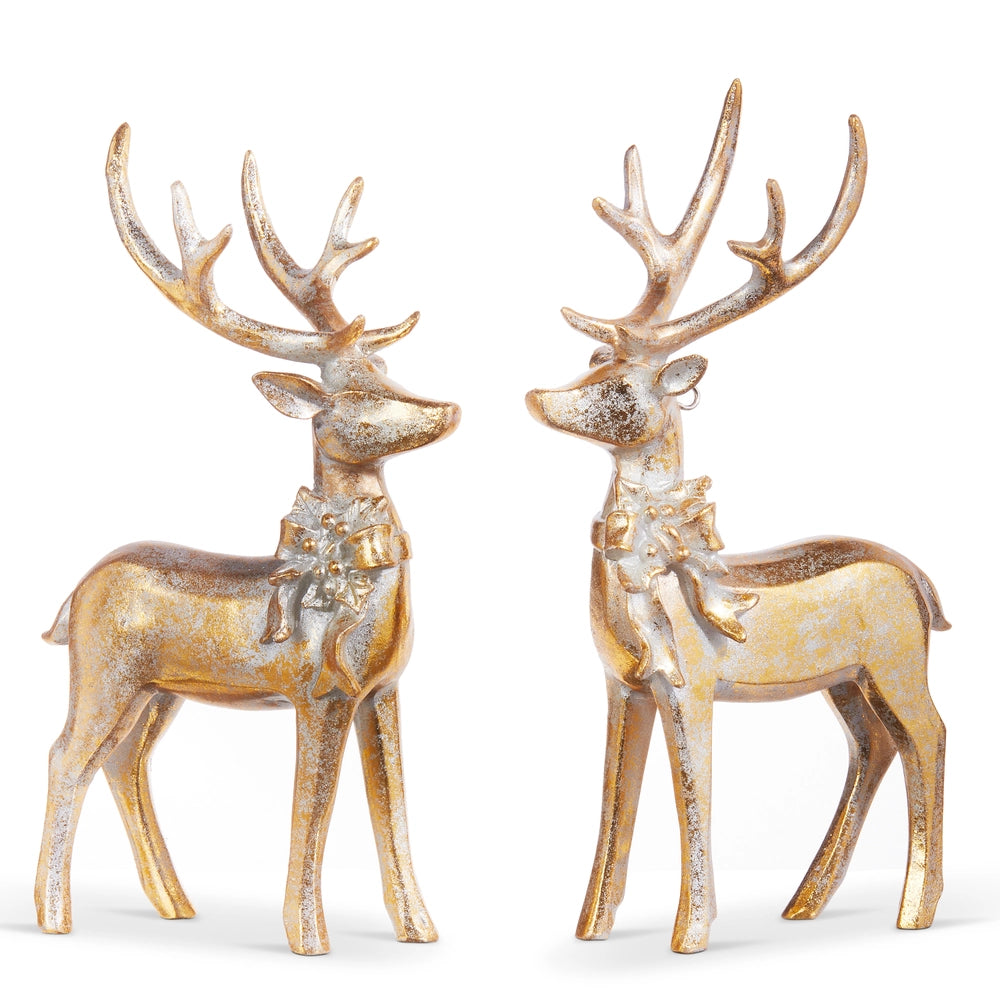 Aged Gold Deer with Bow Ornament