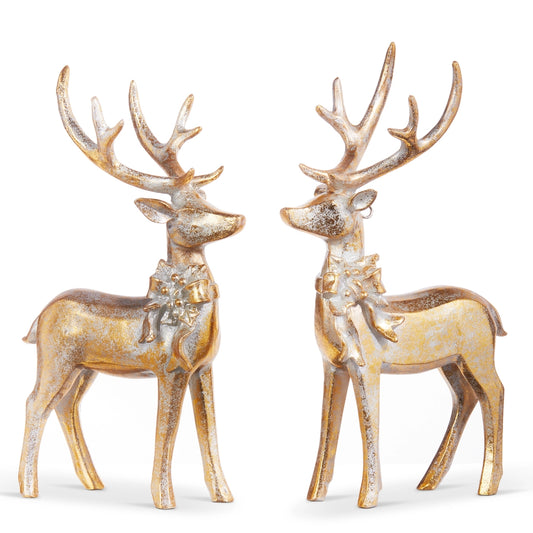 Aged Gold Deer with Bow Ornament